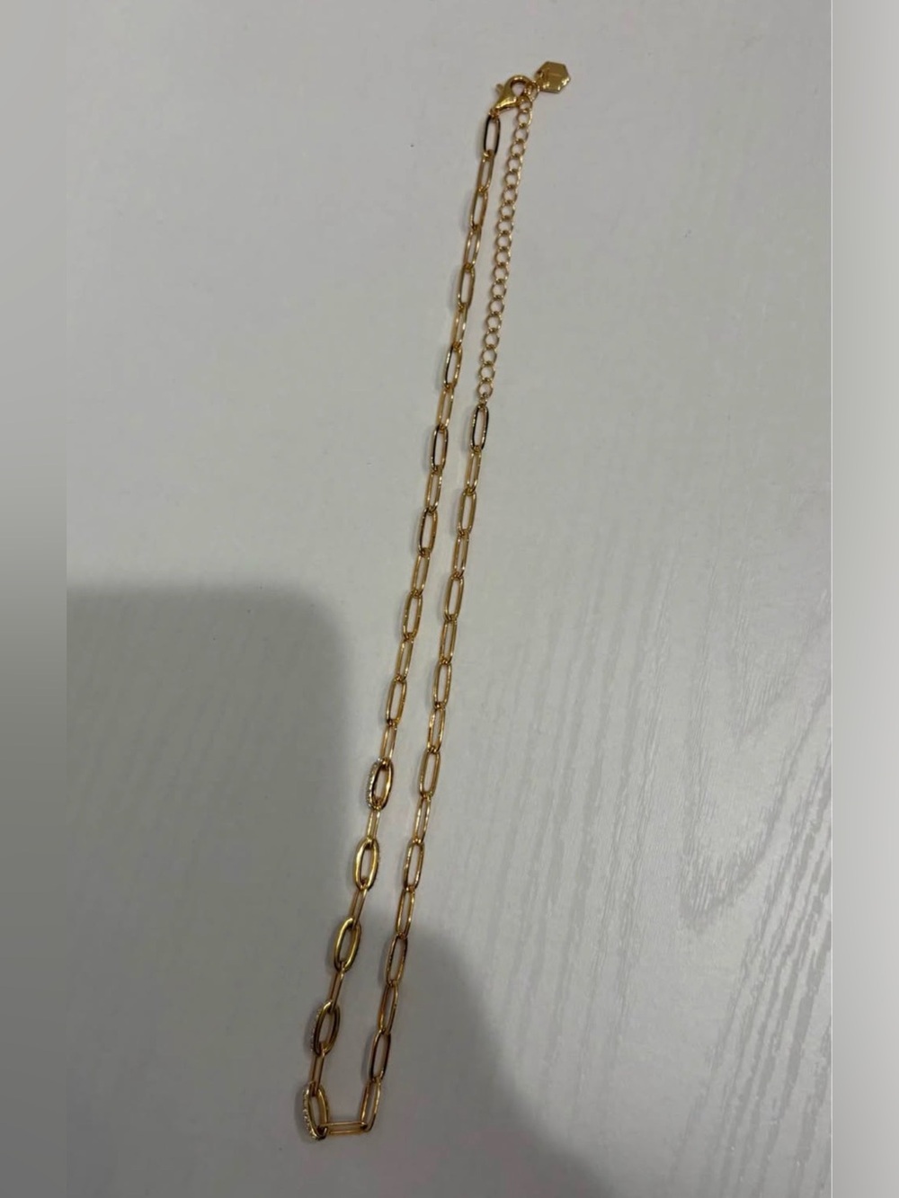 Touchstone Crystal Gold Paperclip Chain Necklace- Never Worn!